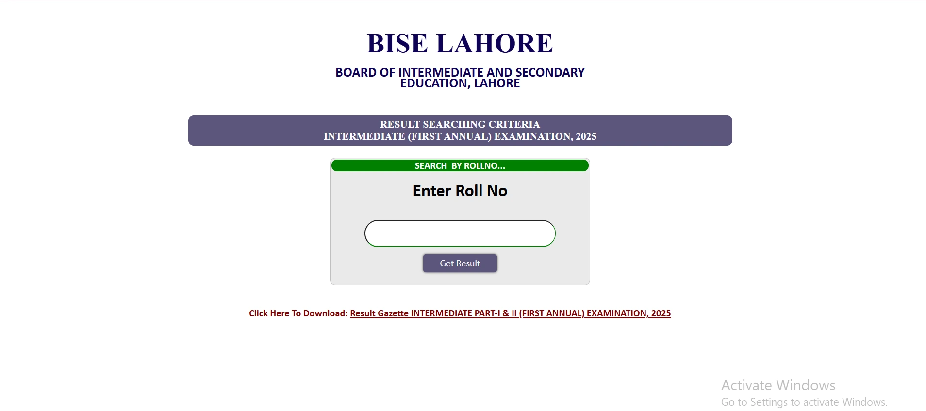 BISE Lahore 10th Class Gazette PDF
