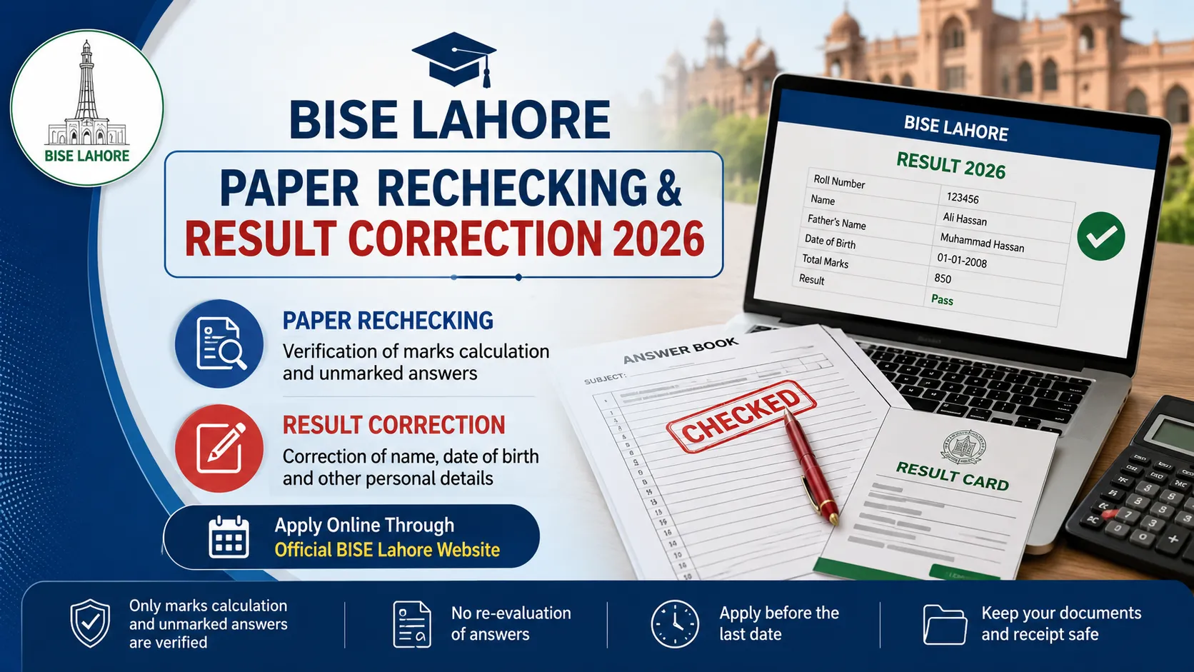 BISE Lahore Paper Rechecking and Result Correction 2026 Complete Guide for Students