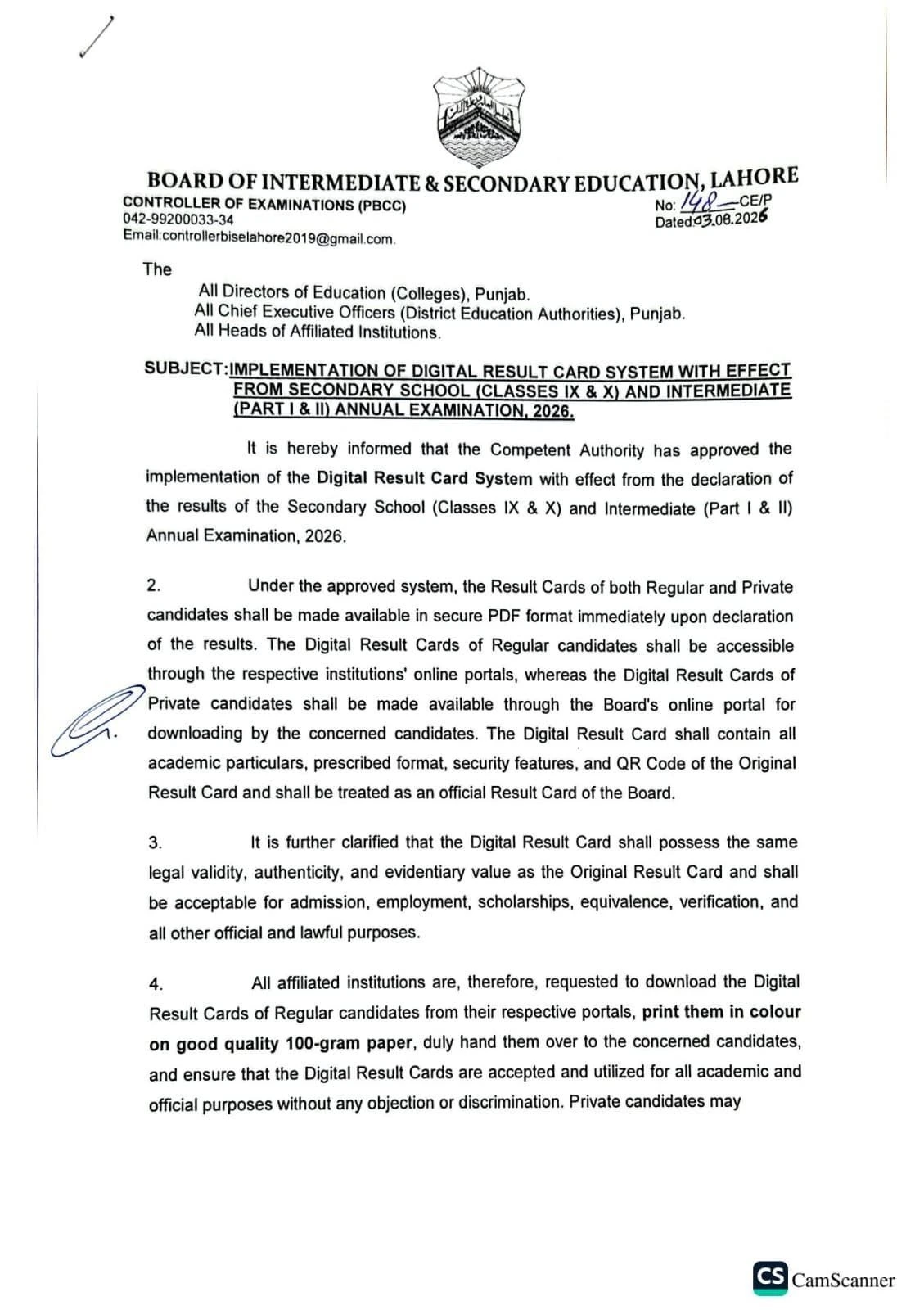 Board of Intermediate and Secondary Education (BISE) Lahore